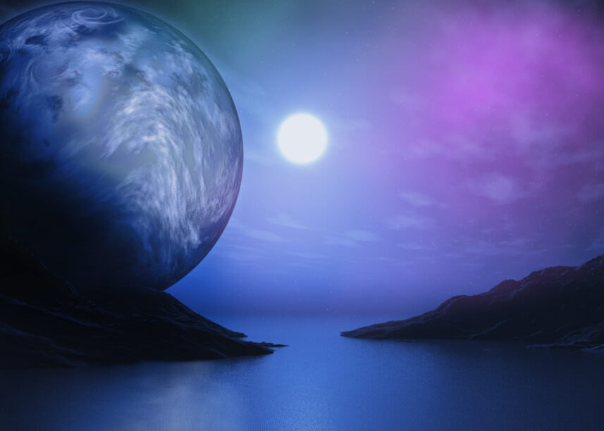 Beautiful Night View with Moon